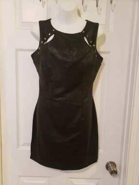 paper doll Black Mini Dress with Gold Stud Details Size 7